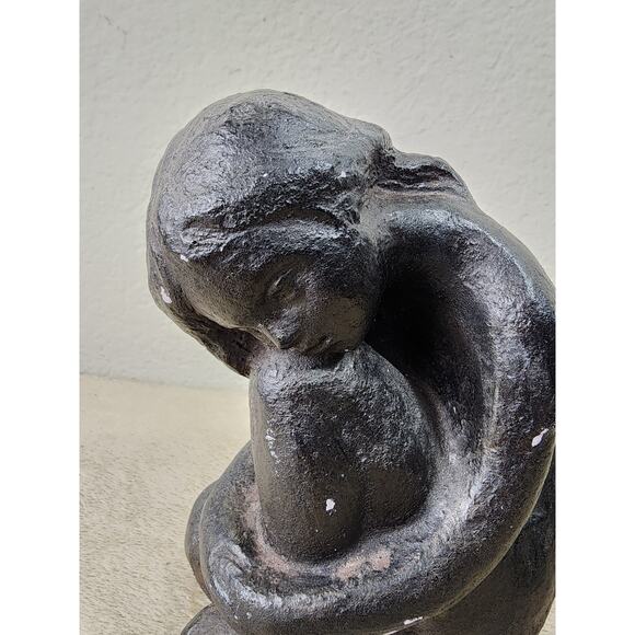 Austin Productions Sculpture 1970 Woman Girl Seated Statue Mid Century Vintage - Picture 3 of 14